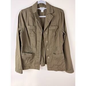 Ann Taylor LOFT Utility Jacket Size 6 Olive Cotton Military Style Blazer Spring
